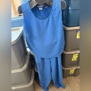 Blue Sleeveless Top and Pants Set 95